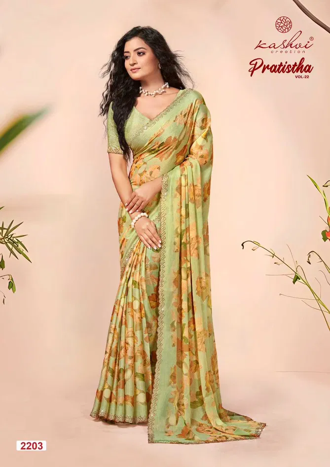 Pratistha Vol 22 By Kashvi Designer Brasso Sarees Suppliers In India